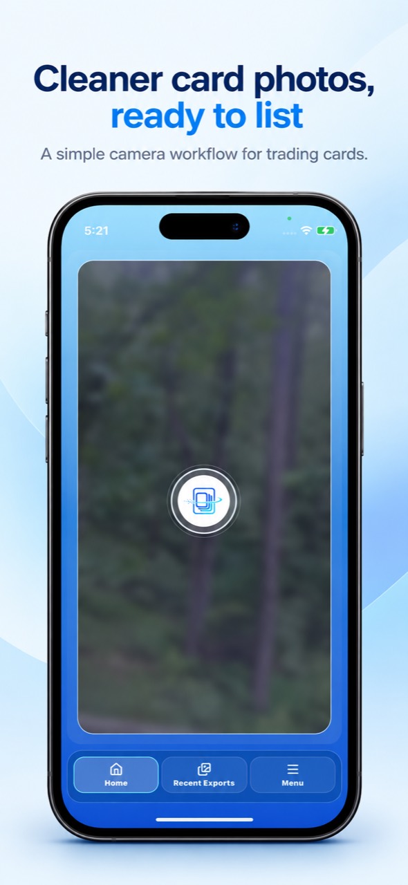 Real CardCrop Mobile camera screen